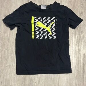 Puma Kids Black T-Shirt with Yellow Logo